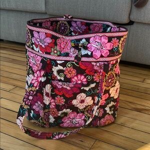 Vera Bradley Floral Tote - Pink, Brown, and Blue